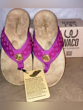 Spenco womens Size 6 Tierra Sandal Thong (FESTIVE FUCHSIA) New W/Box